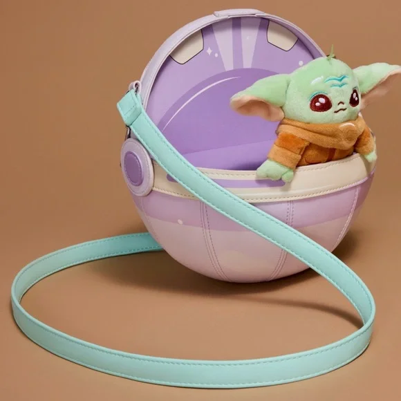 NWT Loungefly The Mandalorian Grogu Figural Pod Plush Crossbody Bag Star Wars - Picture 4 of 6